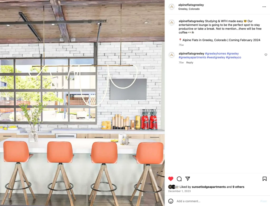 post idea for apartments: showcase spaces